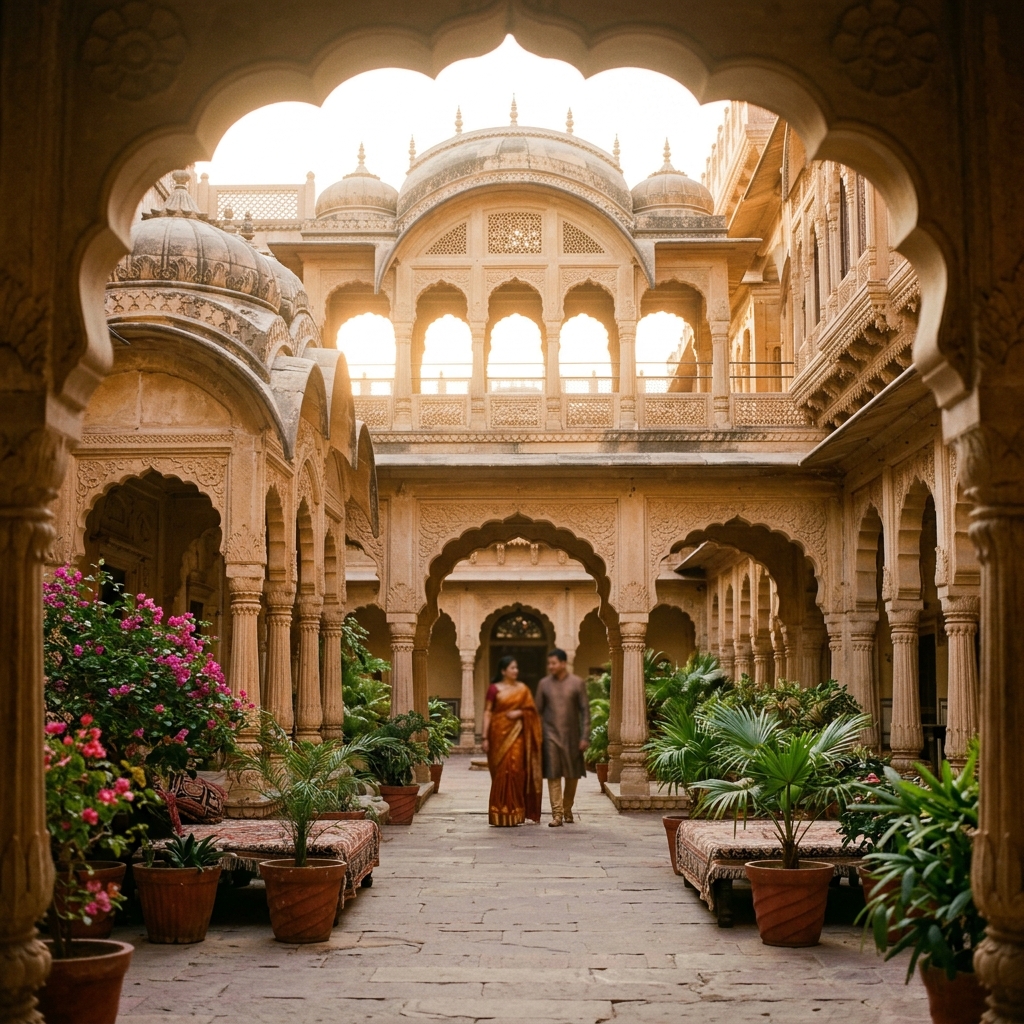 Sandstone Palace Courtyard Backdrop