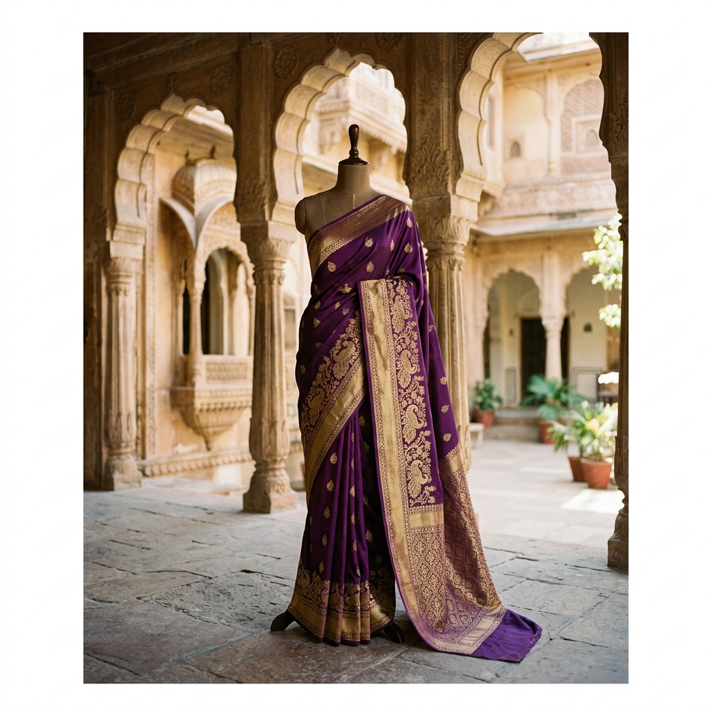 Violet Paithani Drape